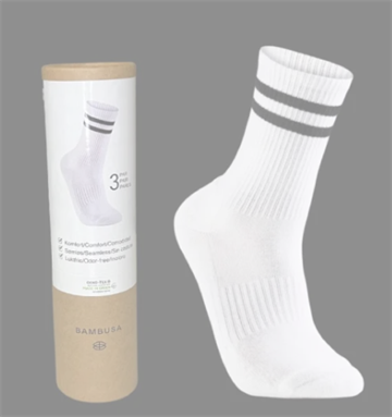 Bambusa tennissokker, hvid 3 pk.